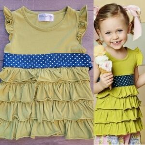 Matilda Jane Girls Lizzy Ruffle Top with Polka Dot Belt Tie Green Apple Size 6